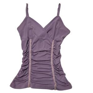VTG Y2K 00's Purple Fitted V-Neck Ruched Going Out Tank Top S